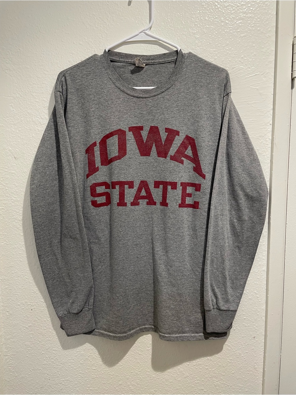 Vtg 90s Jerzees Iowa State Cyclones Long Sleeve Shirt Mens M Medium Gray College